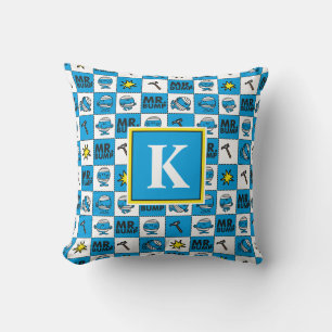 Herr Bump Mosaik in Blau Muster Monogramm Kissen