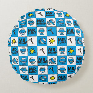 Herr Bump Mosaik in Blau Muster Rundes Kissen