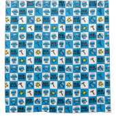 Herr Bump | Mosaik in blauem Muster Duschvorhang (Vorderseite)