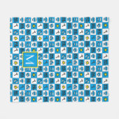 Herr Bump | Mosaik in blauem Muster | Monogramm Fleecedecke (Vorderseite (Horizontal))