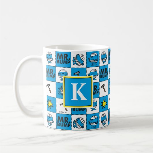 Herr Bump | Mosaik in blauem Muster | Monogramm Kaffeetasse (Links)