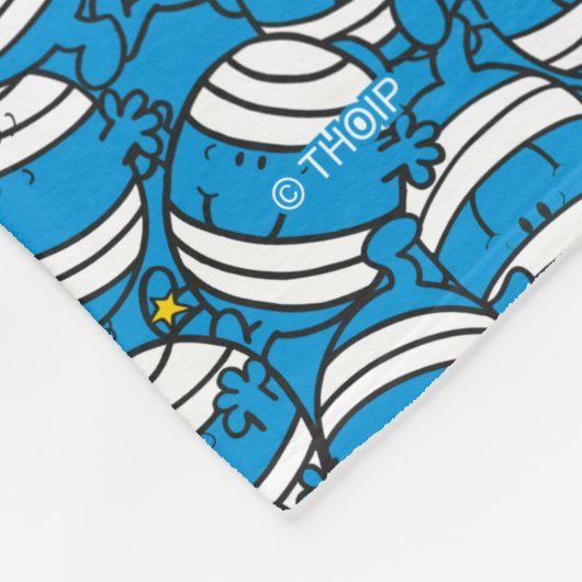 Herr Bump | Muster für blaue Verwirrung | Monogram Fleecedecke (Ecke)