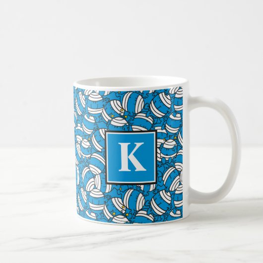 Herr Bump | Muster für blaue Verwirrung | Monogram Kaffeetasse (Rechts)