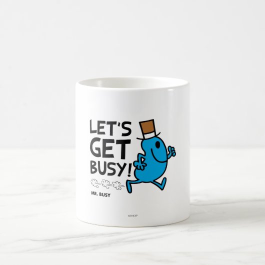 Herr Busy | Lass uns loslegen Schwarzer Text Kaffeetasse (Mittel)