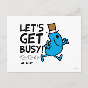 Herr Busy Lass uns loslegen Schwarzer Text Postkarte