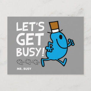 Herr Busy Lass uns loslegen Weißer Text Postkarte