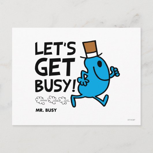 Herr Busy | Lasst uns schwarzen Text besetzen Postkarte (Vorderseite)