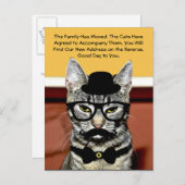 Herr Cat kündigt Umzug mit neuer Adresse an Ankündigungspostkarte (Vorne/Hinten)