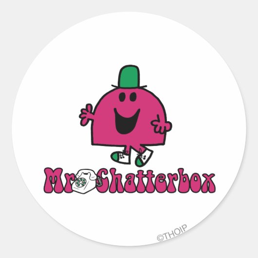 Herr Chatterbox Logo und Telefon Runder Aufkleber (Vorderseite)