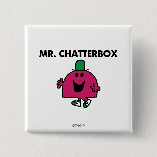 Herr Chatterbox Waving Hello Button (Vorderseite)