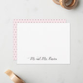 Herr Chic Blush Pink Couple Newlywed Polka Dot Mitteilungskarte (Vorderseite/Rückseite Beispiel)