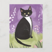 Herr Chonk | Tuxedo Cat Lila Watercolor Postkarte (Vorderseite)