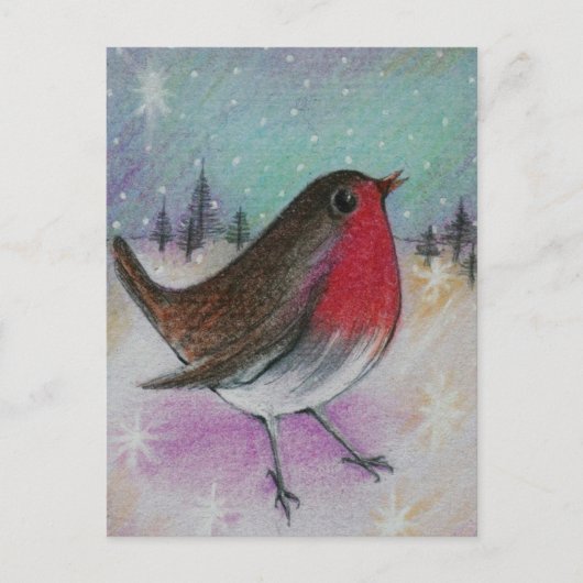 Herr Christmas Robin Feiertagspostkarte (Vorderseite)