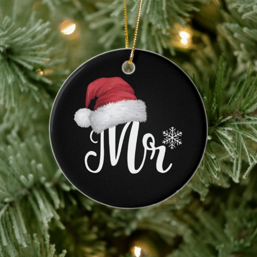 Herr Claus Couples Matching Christmas Pajamas Sant Keramik Ornament (Baum)