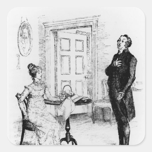 Herr Collins und Elizabeth Quadratischer Aufkleber (Vorderseite)