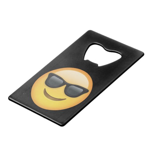 Herr Cool Emoji Geldkarten Flaschenöffner (Vorderseite Schrägansicht)