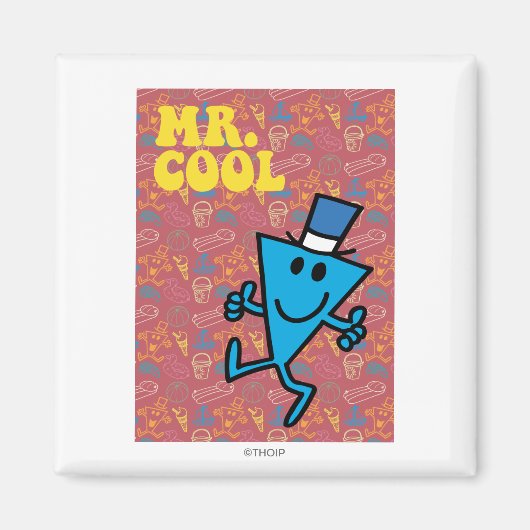 Herr Cool | Farbiger Hintergrund Magnet (Vorne)