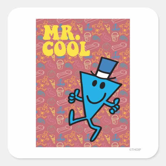 Herr Cool | Farbiger Hintergrund Quadratischer Aufkleber (Vorderseite)