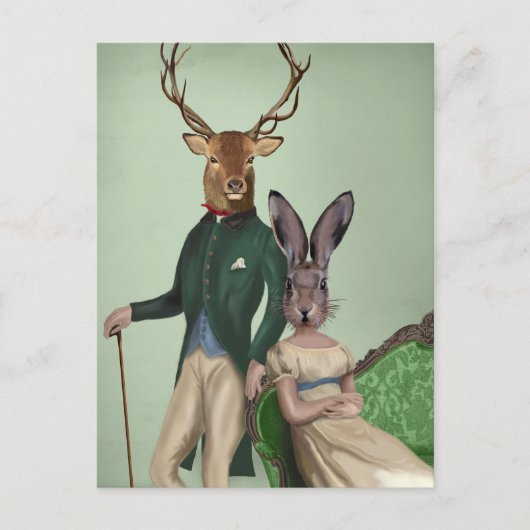 Herr Deer und Frau Rabbit 2 Postkarte (Vorderseite)