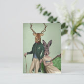 Herr Deer und Frau Rabbit 2 Postkarte (Stehend Vorderseite)