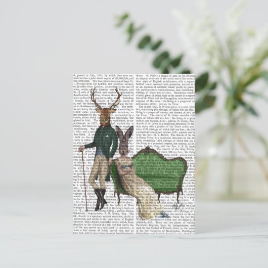 Herr Deer und Frau Rabbit Postkarte (Stehend Vorderseite)