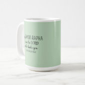 Herr, der heilt, hellgrün, einfaches Christentum Kaffeetasse (Vorderseite Links)