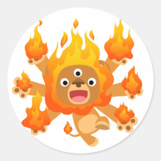 Herr des Feuers! (niedlicher Cartoon Löwe) Aufkleb Runder Aufkleber
