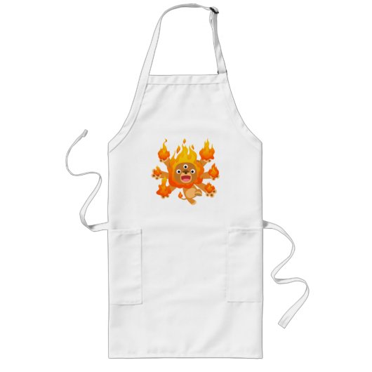 Herr des Feuers! (niedlicher Cartoon Löwe) Kochen  Lange Schürze (Vorne)