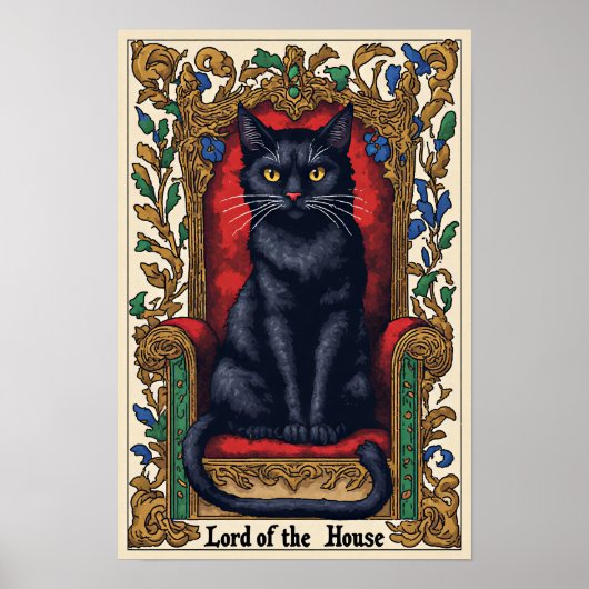 Herr des Hauses - Schwarze Katze Poster (Vorne)
