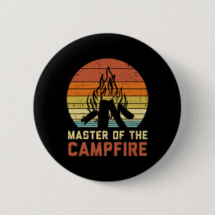 Herr des Lagerfeuer-Sonnenuntergangs Retro Lagerfe Button