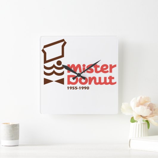 Herr Donut, Herr Donut Quadratische Wanduhr (Zuhause)