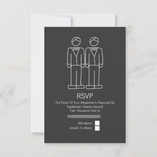 Herr Doodle Chalkboard Gay Wedding RSVP (Vorderseite)