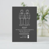 Herr Doodle Chalkboard Gay Wedding RSVP Karte (Stehend Vorderseite)
