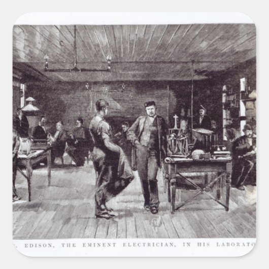 Herr Edison , Der herausragende Elektriker Quadratischer Aufkleber (Vorderseite)