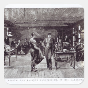 Herr Edison, der hervorragende Elektriker Quadratischer Aufkleber