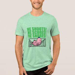 Herr Faul beim Nickerchen im Fußballtor Tri-Blend Shirt