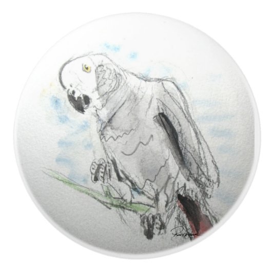 Herr Feathers Keramikknauf (Vorderseite)