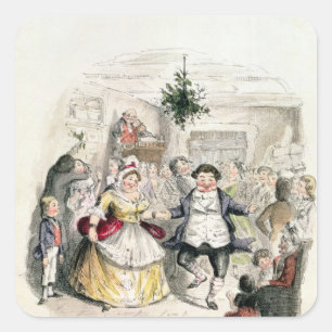 Herr Fezziwigs Ball, von 'einem Weihnachten Carol Quadratischer Aufkleber
