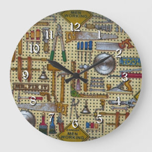 Herr Fix It Handyman Tools Wall Round Clock Große Wanduhr