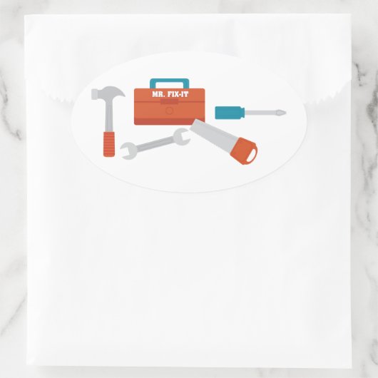 Herr Fix-It Ovaler Aufkleber (Tasche)