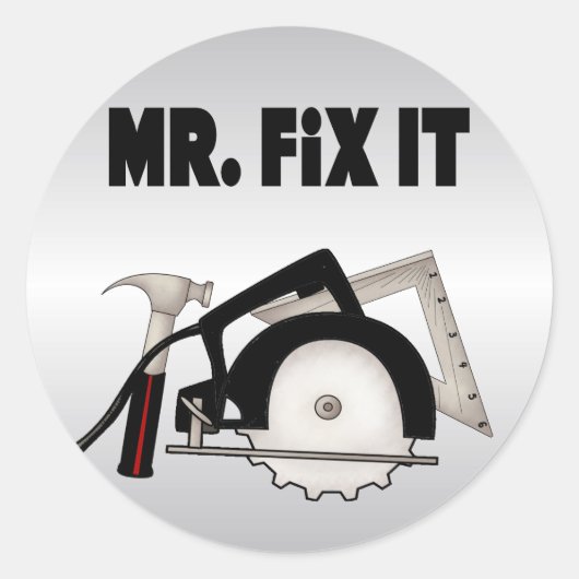 Herr Fix It Runder Aufkleber (Vorderseite)