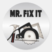 Herr Fix It Runder Aufkleber (Vorderseite)