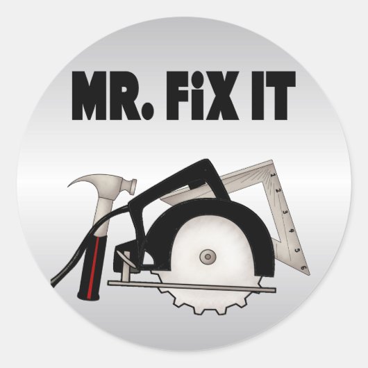 Herr Fix It Runder Aufkleber (Vorderseite)