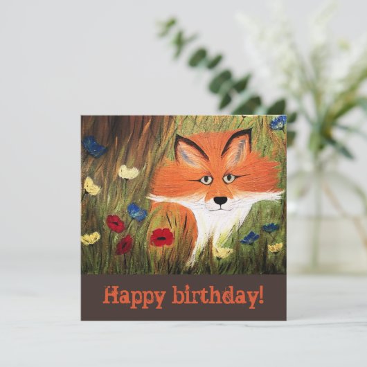 HERR FOX, Flachkarte, Geburtstag (Stehend Vorderseite)