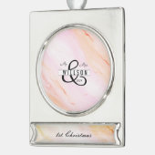 Herr & Frau 1. Weihnachtsbanner Pink Wasserfarbe Banner-Ornament Silber (Links)