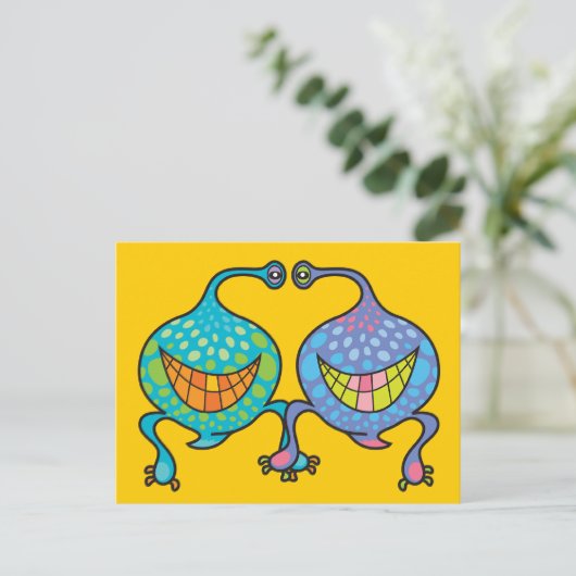 Herr & Frau Blob Cartoon Alien Fun Custom Postcard Postkarte (Stehend Vorderseite)