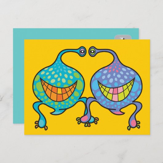 Herr & Frau Blob Cartoon Alien Fun Custom Postcard Postkarte (Vorne/Hinten)