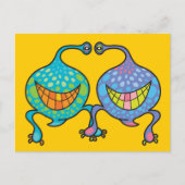 Herr & Frau Blob Cartoon Alien Fun Custom Postcard Postkarte (Vorderseite)