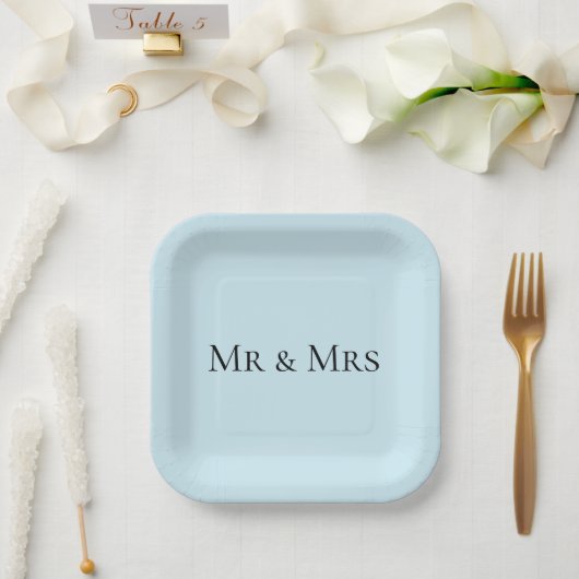 Herr & Frau Blue Color Pappteller (Hochzeit)