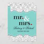 Herr & Frau Blue Wedding Einladungen (Vorne/Hinten)